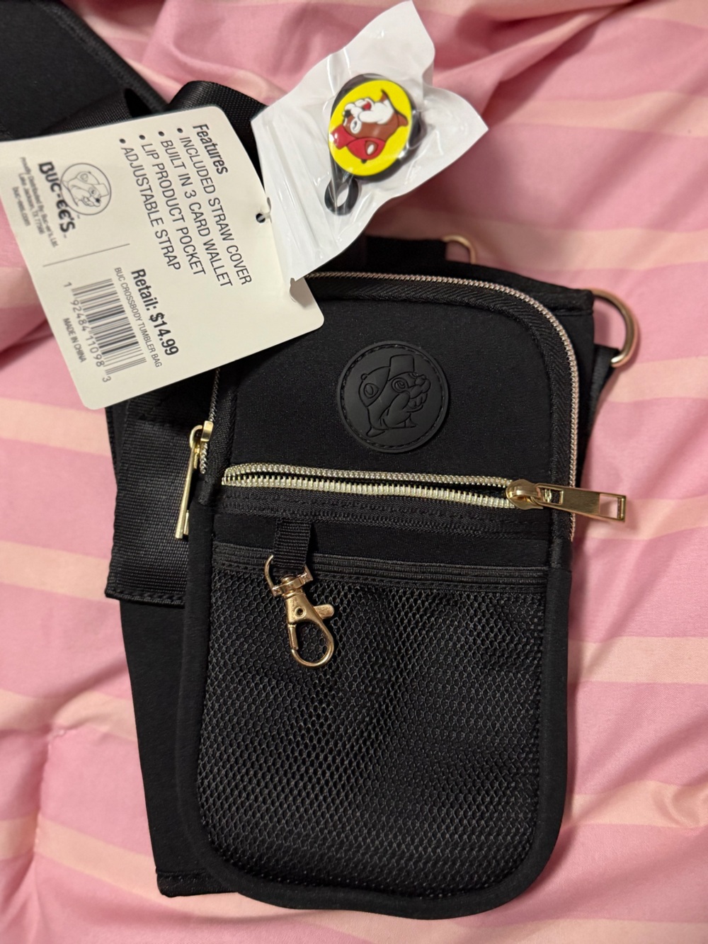 Black Stanley Tumbler Crossbody Bag with Gold Hardware -NEW